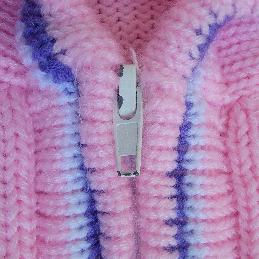 The Whisper Handicrafts Girls 100% Wool Llama Zip Hoodie Pink Size 18-24M / 2T